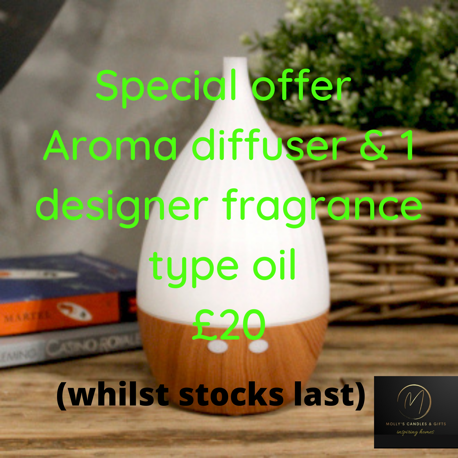 Small ultrasonic aroma diffuser & one designer fragrance type oil