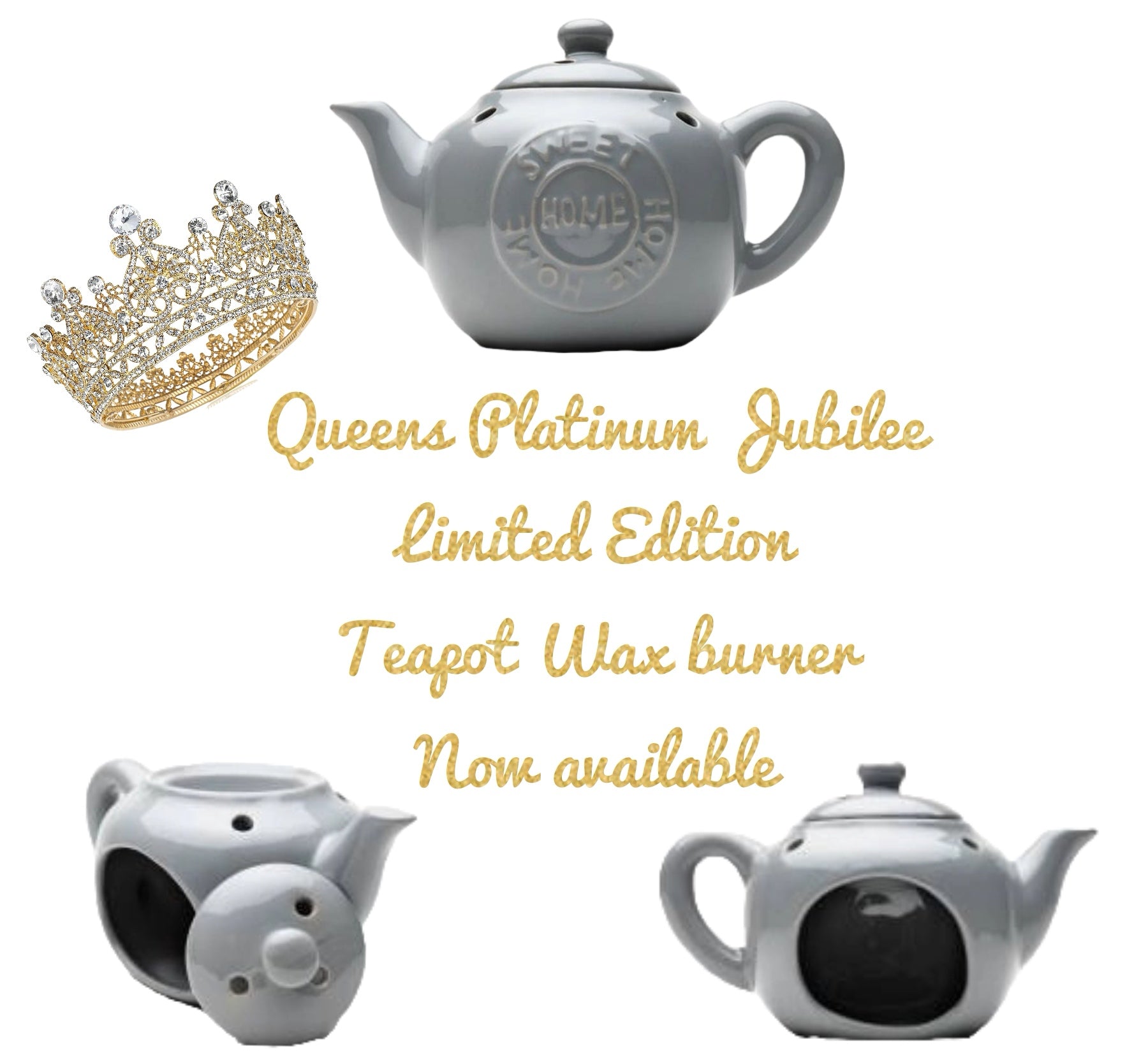 Limited Edition Platinum Jubilee ceramic teapot wax burner